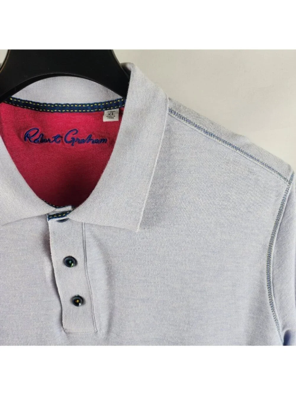 Robert Graham Shirt Mens XL Light Blue S/S Polo